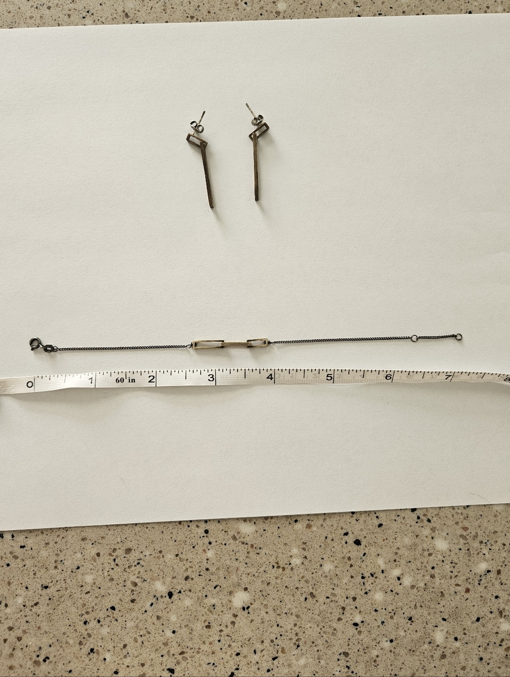 VINTAGE Minimalist Earrings And Bracelet Set Genuine Silver Plated Gold Retro - Picture 7 of 8